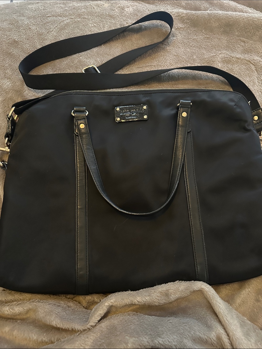 VINTAGE Kate Spade Black Nylon Convertible Shoulder & Tote Bag